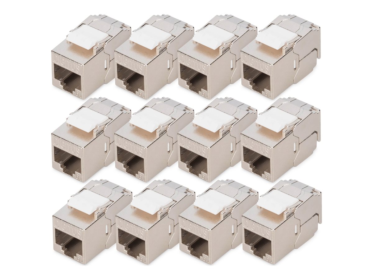 DIGITUS CAT 6A  Kompakt-Keystone Modul, geschirmt, werkzeugfreier Montageanschluss, 12 Stk.