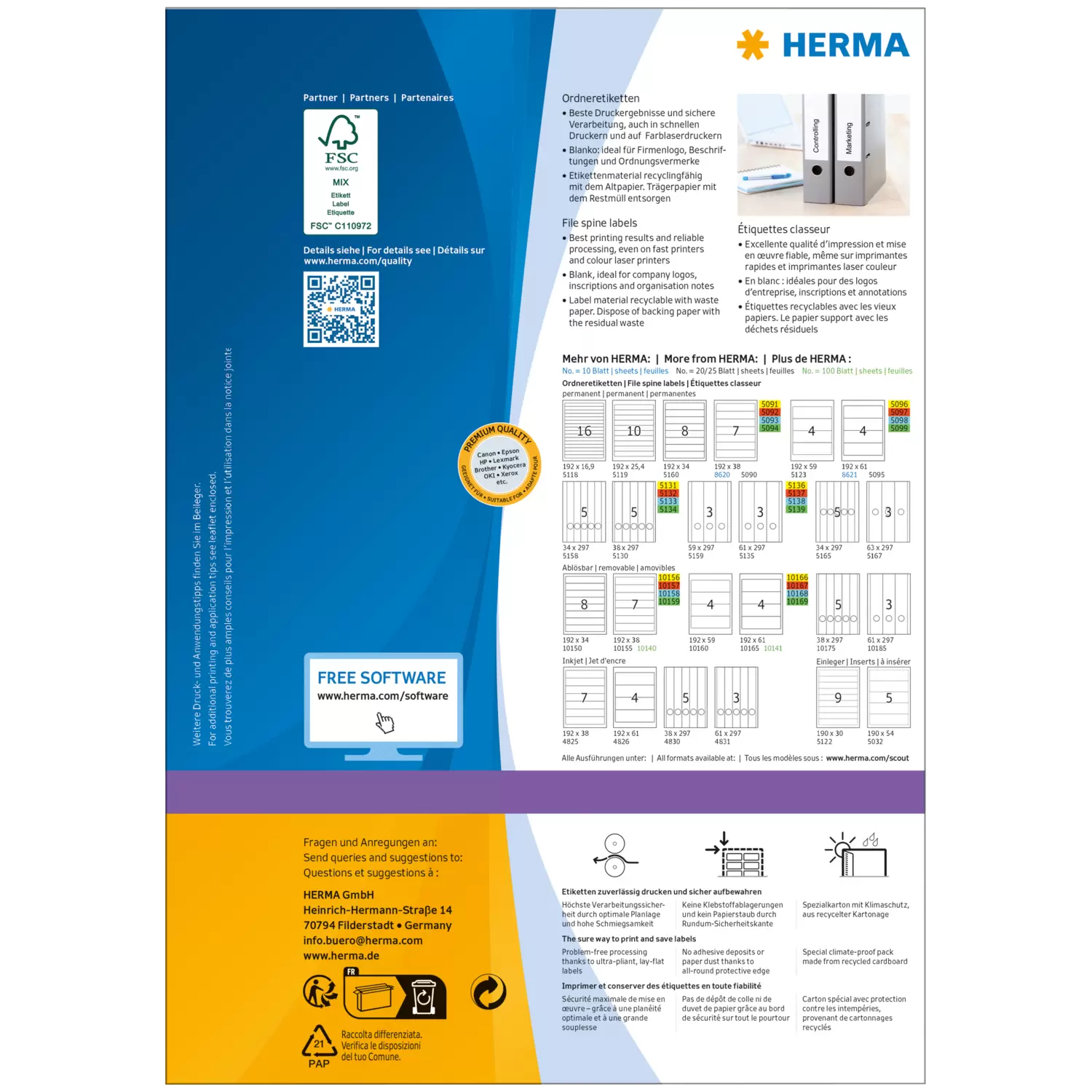 HERMA Special - Papier - matt - permanent selbstklebend - weiß - 192 x 59 mm 400 Etikett(en) (100 Bogen x 4), Ansicht 2