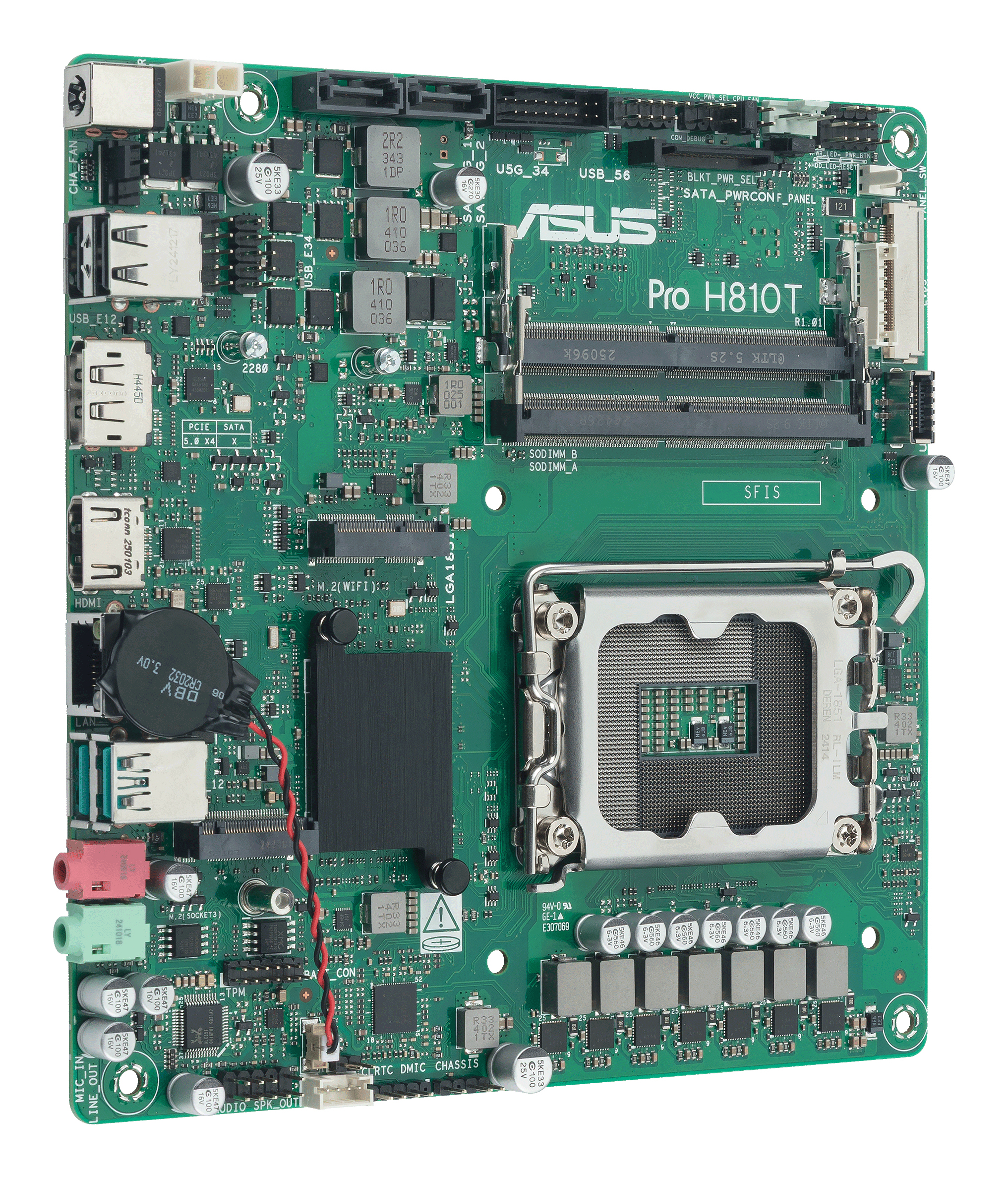 ASUS PRO H810T-CSM - Motherboard - Thin mini ITX - LGA1851-Sockel - H810 Chipsatz, Ansicht 3