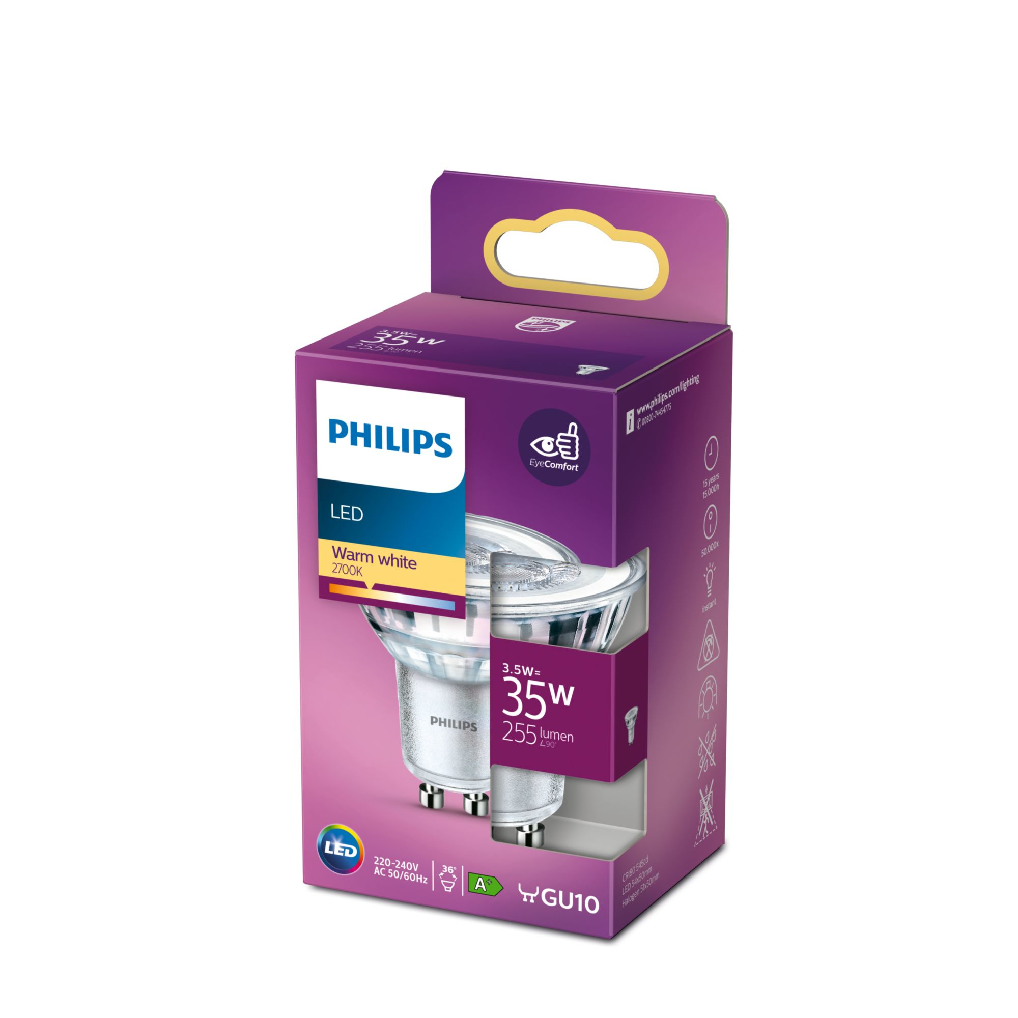 Philips Classic LEDspot - LED-Spot-Glühbirne - GU10 - 3.5 W (Entsprechung 35 W), Ansicht 2