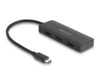 Delock USB Type-C Splitter (DP Alt Mode) zu 3 x HDMI MST 4K 60 Hz - USB Typ-C - 3840 x 2160 - Schwarz - 1.42.2 - 4K Ultra HD - Rundkabel