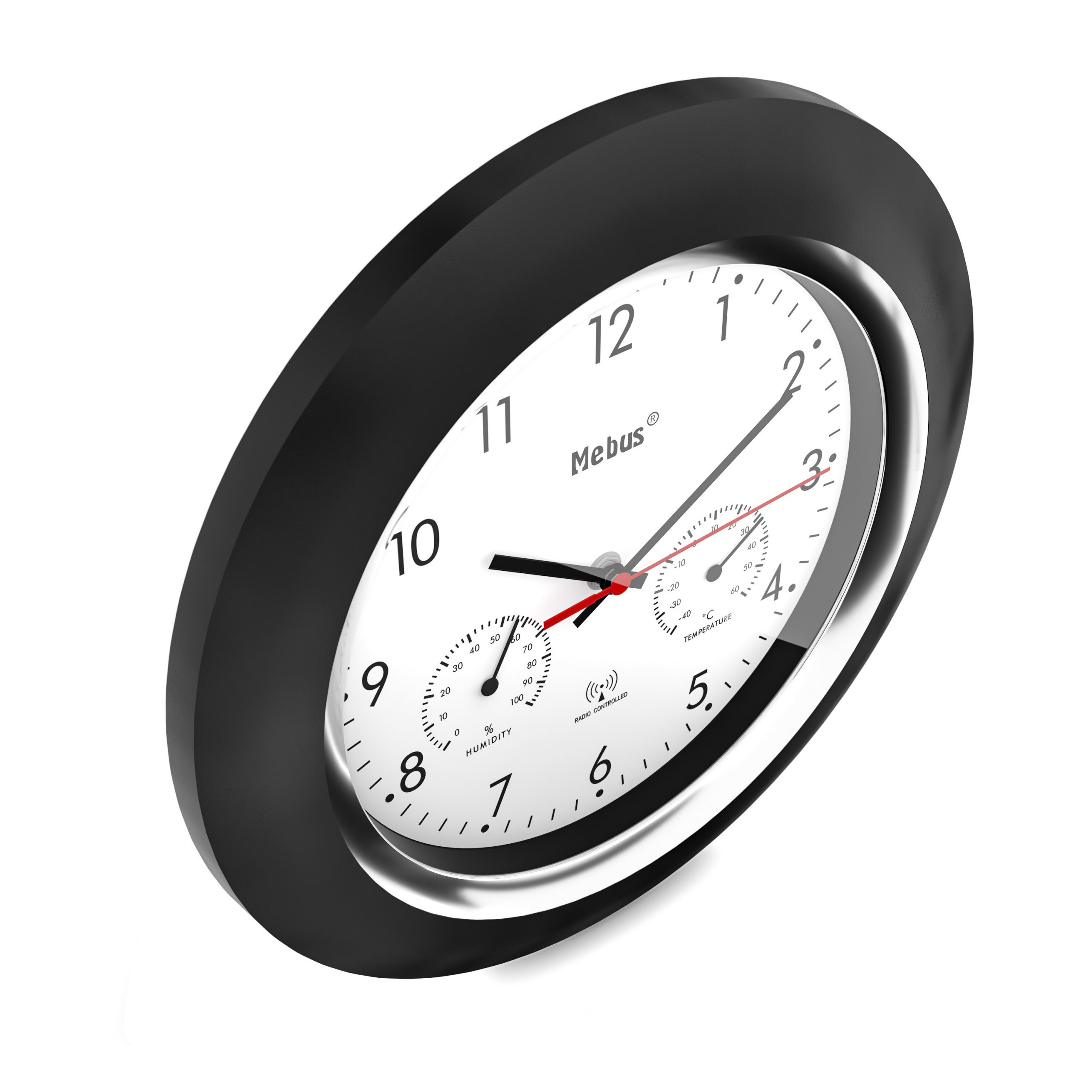 Mebus 19453 - Wand - Digitale Uhr - Rund - Schwarz - Weiß - Kunststoff - Kunststoff, Ansicht 4