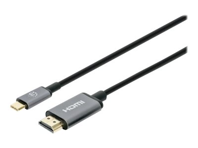 Manhattan USB-C to HDMI Cable, 4K@60Hz, 1m, Black, Male to Male, Three Year Warranty, Polybag - Adapterkabel - 24 pin USB-C männlich zu HDMI männlich - 1 m - Doppelisolierung - Schwarz - unterstützt 4K 60 Hz (3840 x 2160)