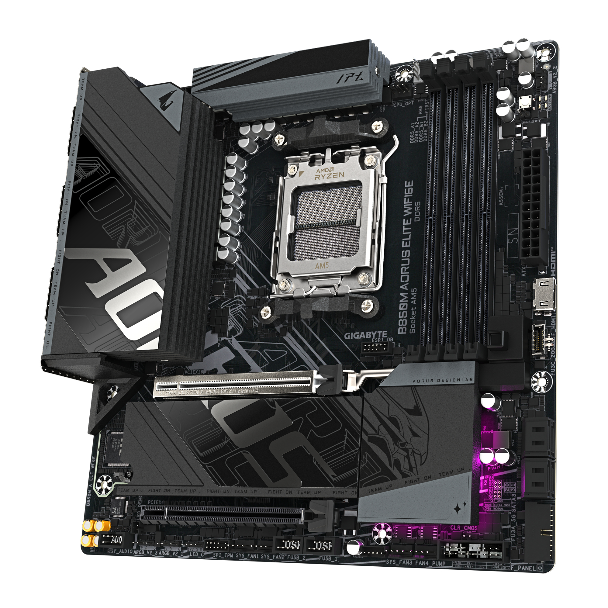 Gigabyte AORUS B850M ELITE WIFI6E - Motherboard - micro ATX - Socket AM5 - AMD B850 Chipsatz - USB-C 3.2 Gen 2x2…, Ansicht 4