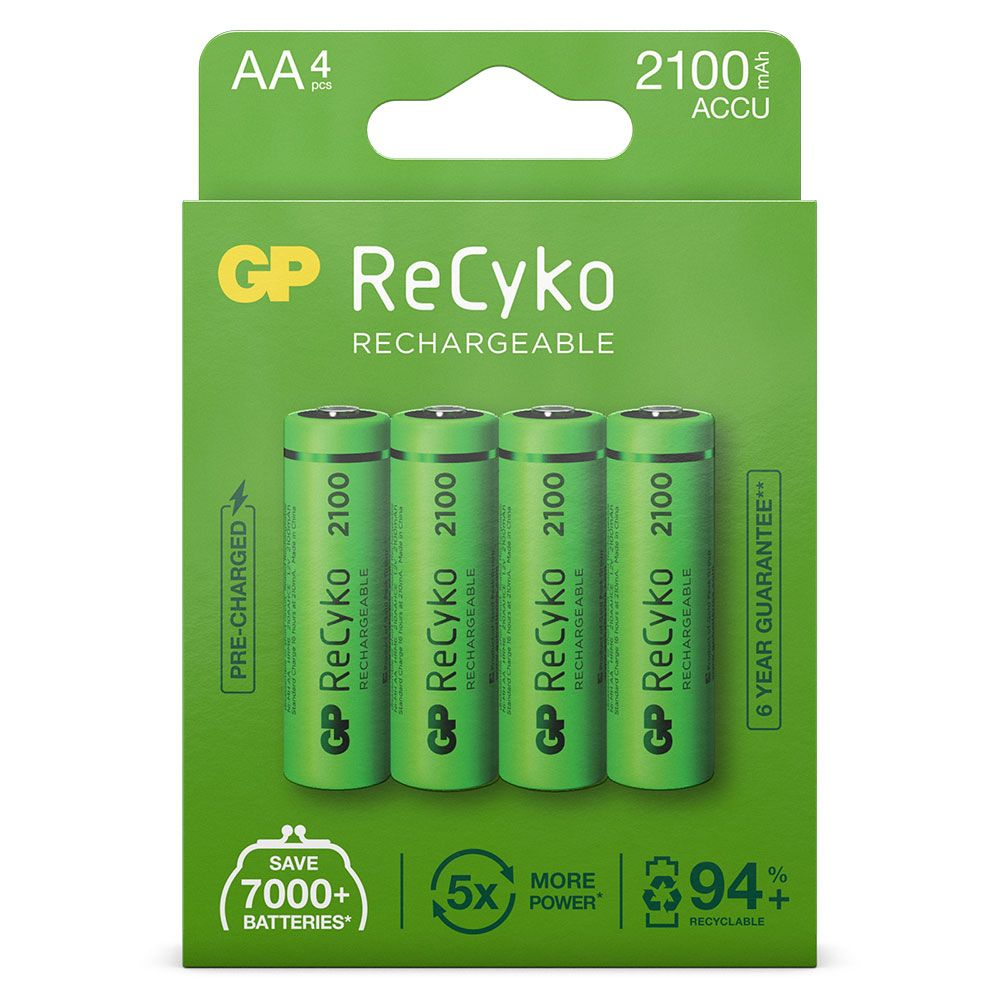 GP Battery ReCyko+ 2100mAh 4Stk. - Wiederaufladbarer Akku - AA - Nickel-Metallhydrid (NiMH) - 12 V - 4 Stücke - 2100 mAh, Ansicht 3