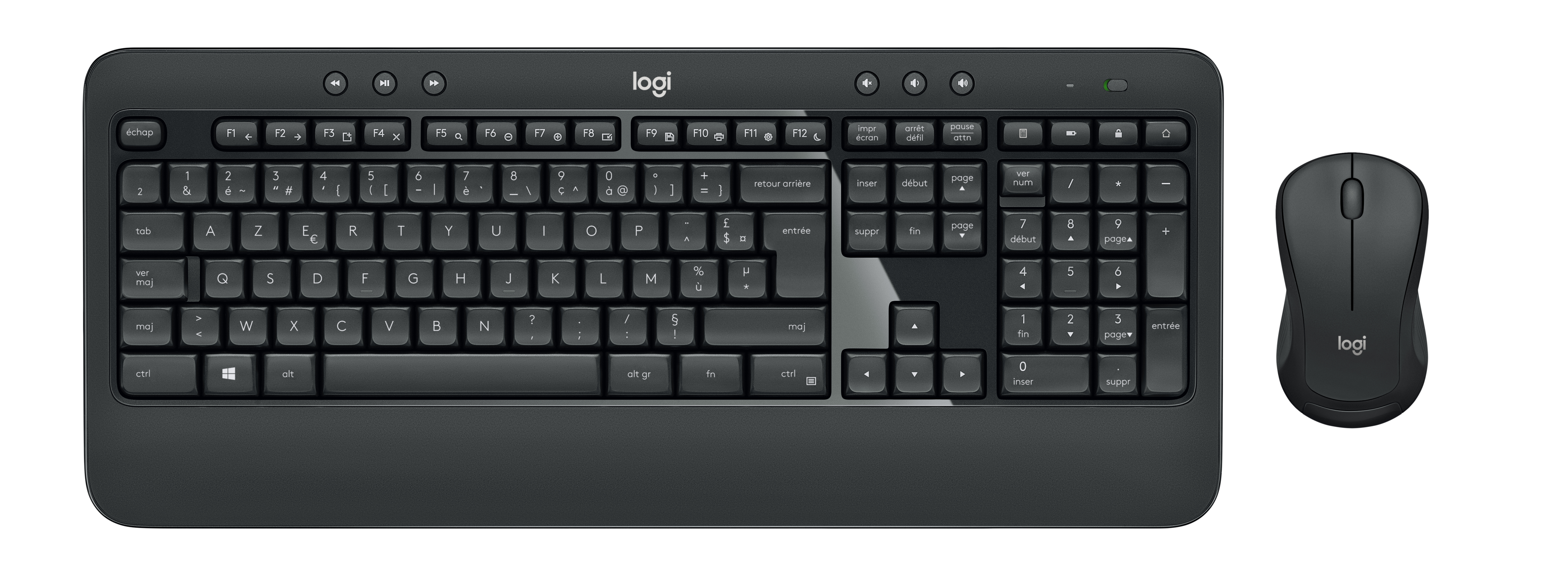 Logitech Advanced MK540, Kabellos, USB, Membran Key Switch, AZERTY, Schwarz, Weiß, Maus enthalten