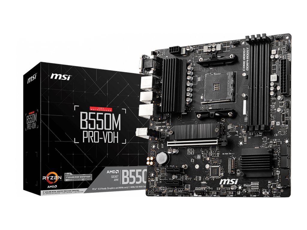 MSI B550M PRO-VDH - Motherboard - micro ATX - Socket AM4 - AMD B550 - USB-C Gen1, USB 3.2 Gen 1 - Gigabit LAN - Onboard-Grafik (CPU erforderlich)