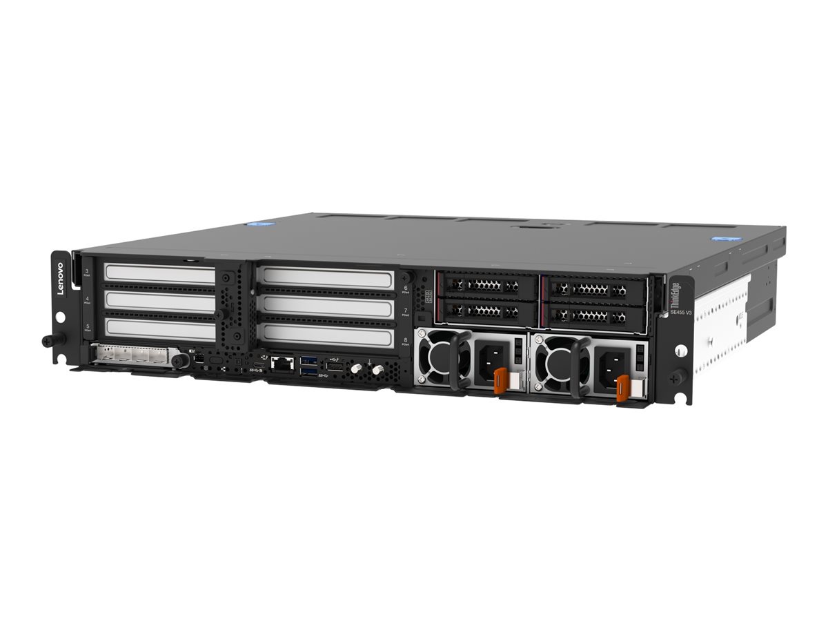 Lenovo ThinkEdge SE455 V3 7DBY - Server - Rack-Montage - 2U - 1-Weg - 1 x EPYC 8124P  2.45 GHz - RAM 32 GB - SATA - Hot-Swap 6.4 cm (2.5)