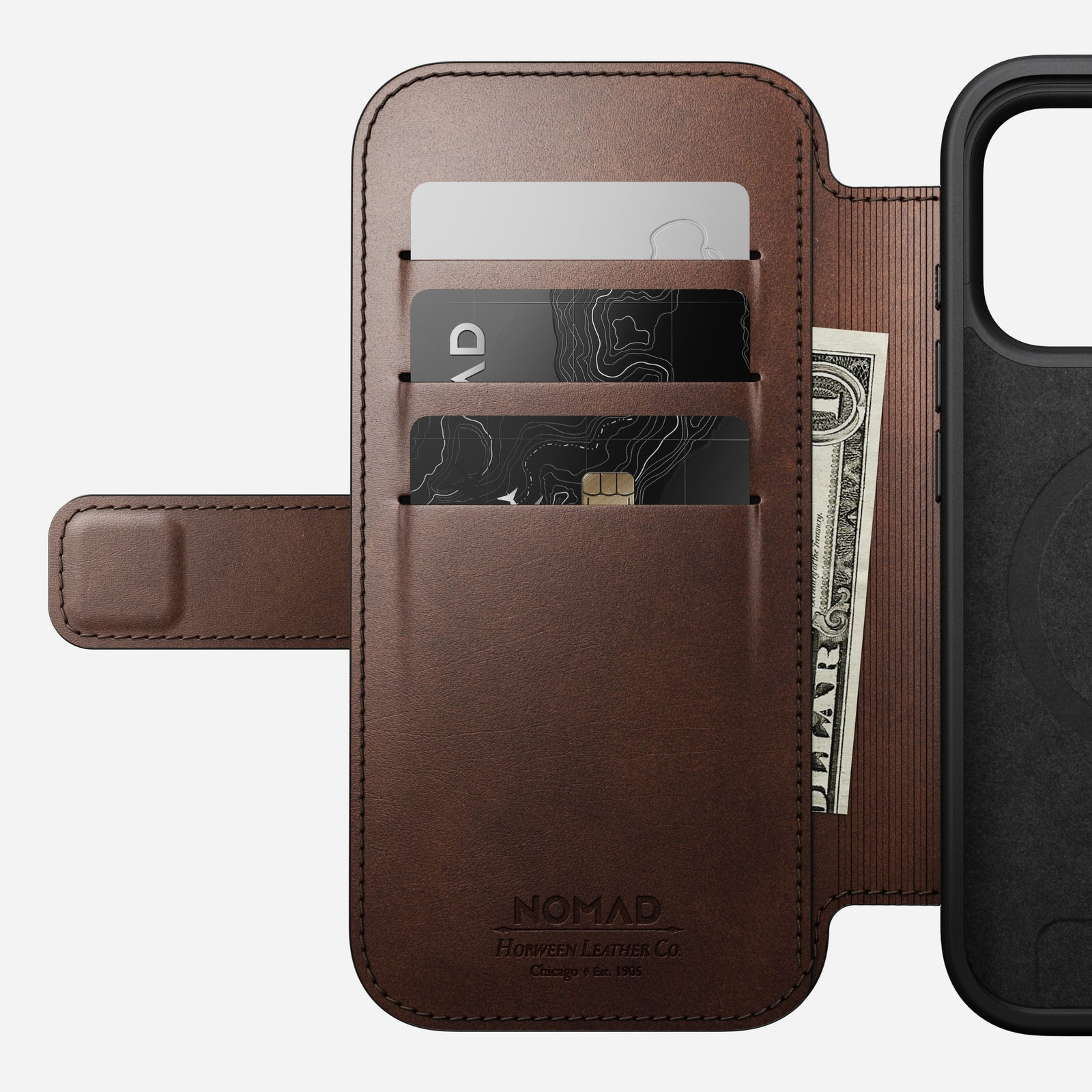 Nomad Modern Leather Folio iPhone 17 Pro Rustic Brown H., Ansicht 3