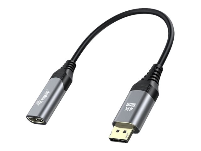 Equip Adapterkabel - DisplayPort männlich zu HDMI weiblich - 15 cm - Grau - unterstützt 4K 60 Hz (3840 x 2160)