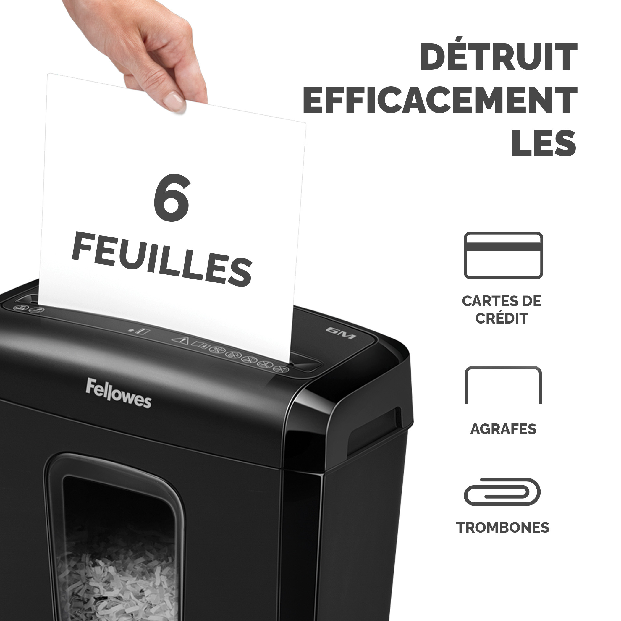 Fellowes Powershred 6M - Vorzerkleinerer - Mini-Cut, Ansicht 2