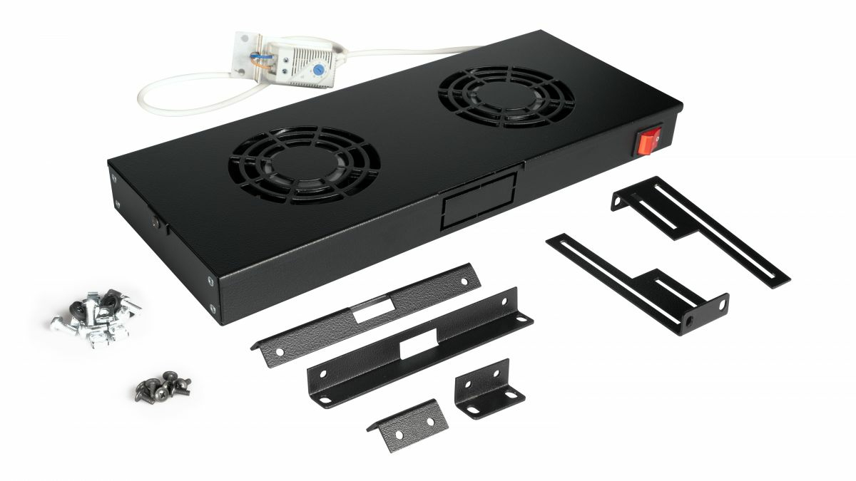 Equip Lüftermodul 19 für Serverschränke 2xLüfter RAL9005 - Zubehör Stromversorgung - 0,12 m, Ansicht 3