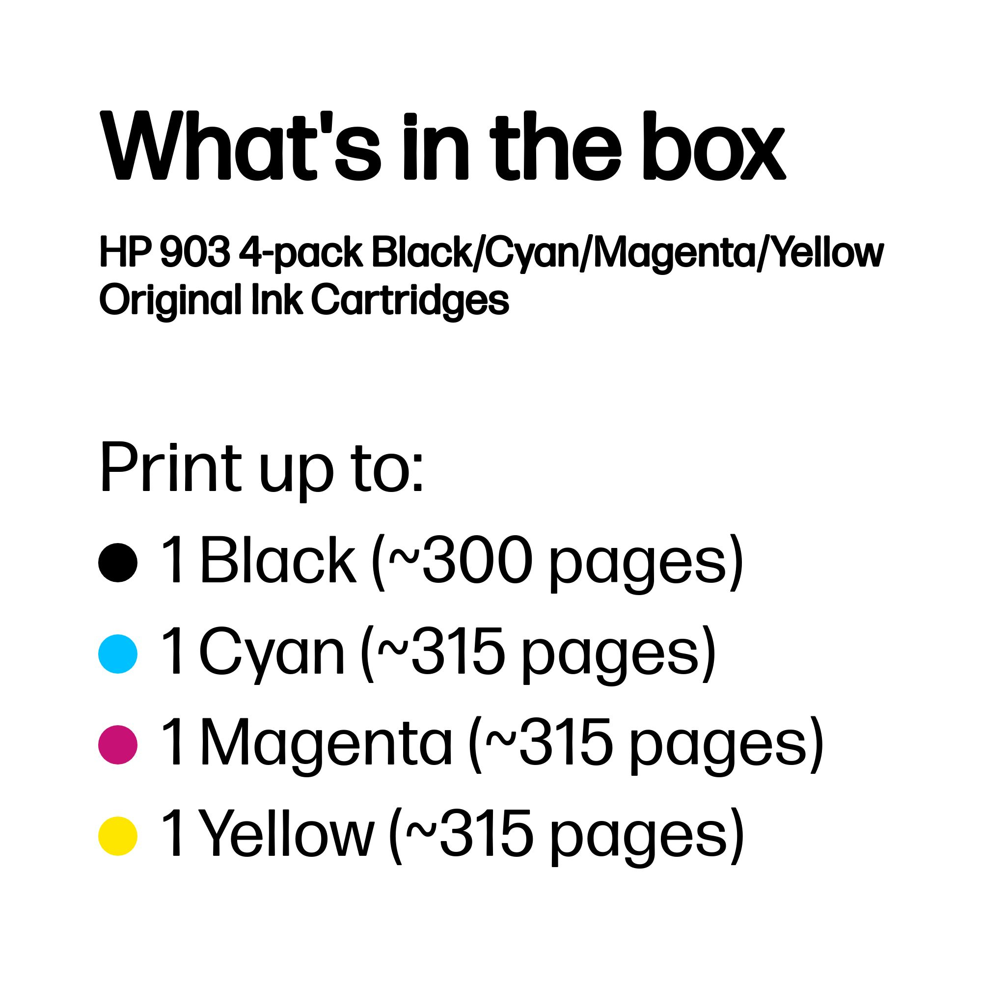 HP 903 - 4er-Pack - Schwarz, Gelb, Cyan, Magenta, Ansicht 4