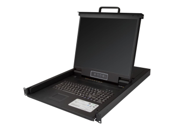 StarTech.com 8 Port Rack KVM Konsole mit 18 m Kabeln - US Tastatur(QWERTY) Integrierter KVM Switch mit 19 LCD Monitor - 1HE LCD KVM Konsole - OSD KVM - 50.000 MTBF - USB + VGA(RKCONS1908K) - KVM-Konsole mit KVM-Switch - 8 Anschlüsse - PS2 USB - US-En