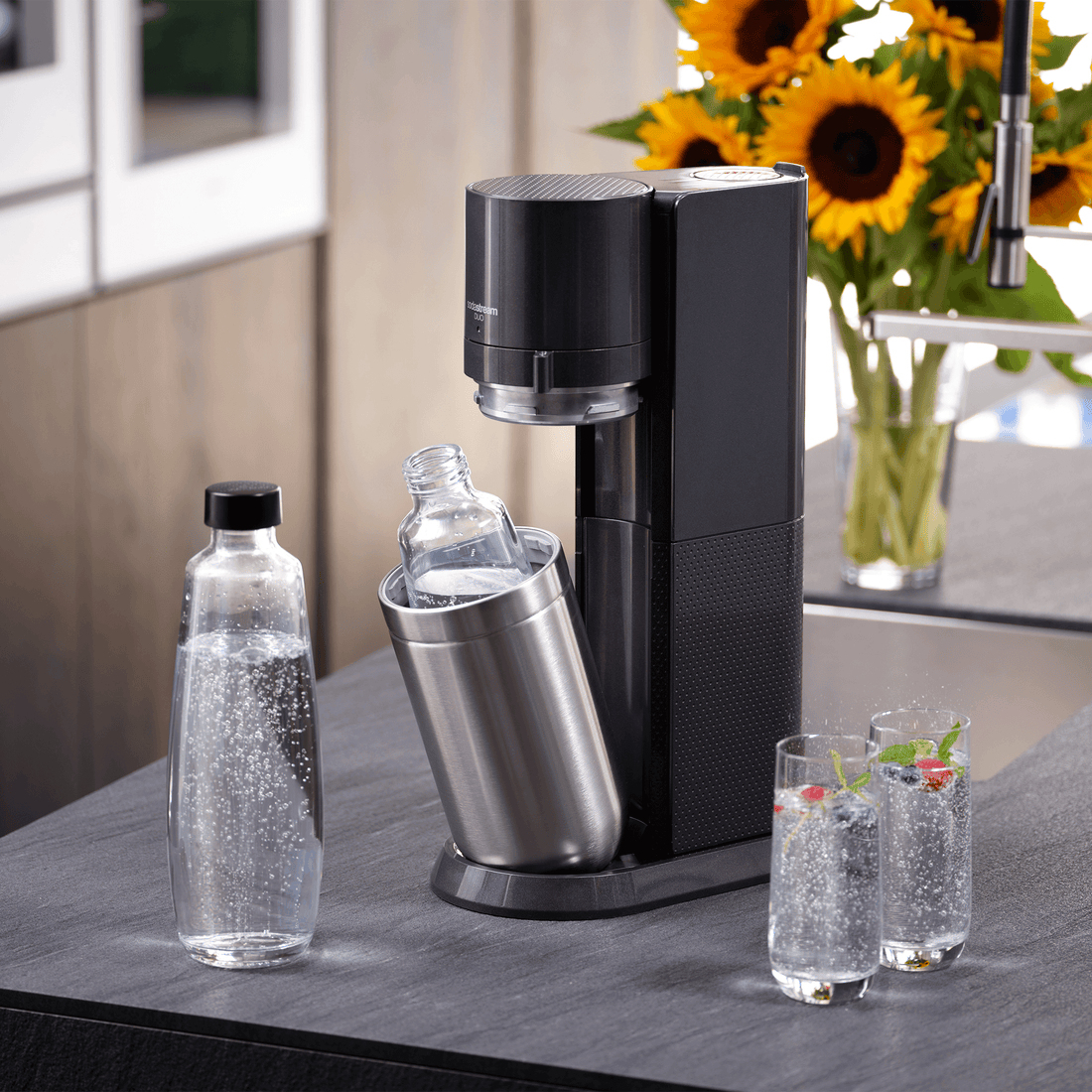 SodaStream DUO - Schwarz - Edelstahl - Glas - 1 l - 60 l - 155 mm - 280 mm, Ansicht 3