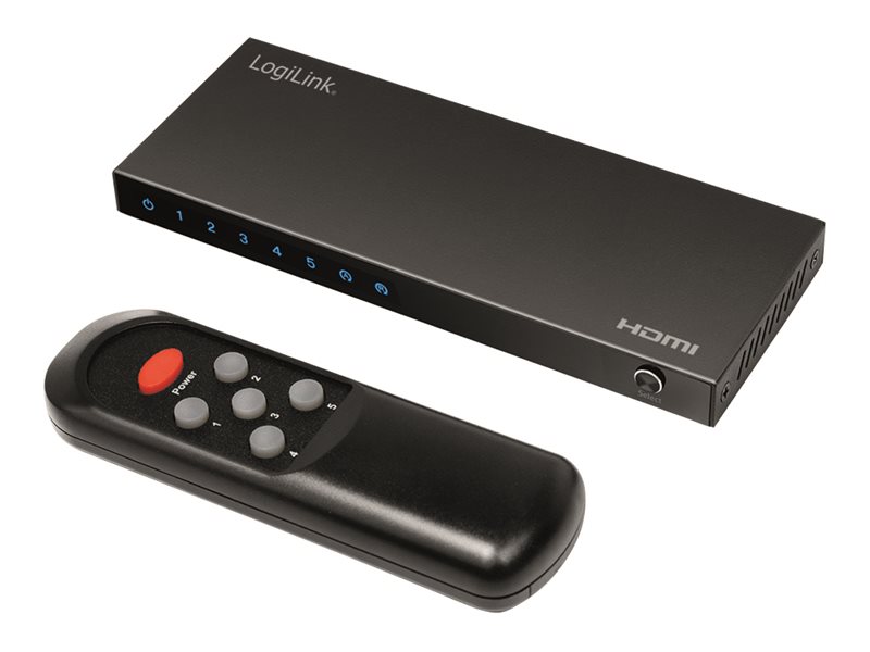 LogiLink Video/Audio Splitter/Switch - 4k, 60Hz, HDCP, HDR, CEC, RC, metal