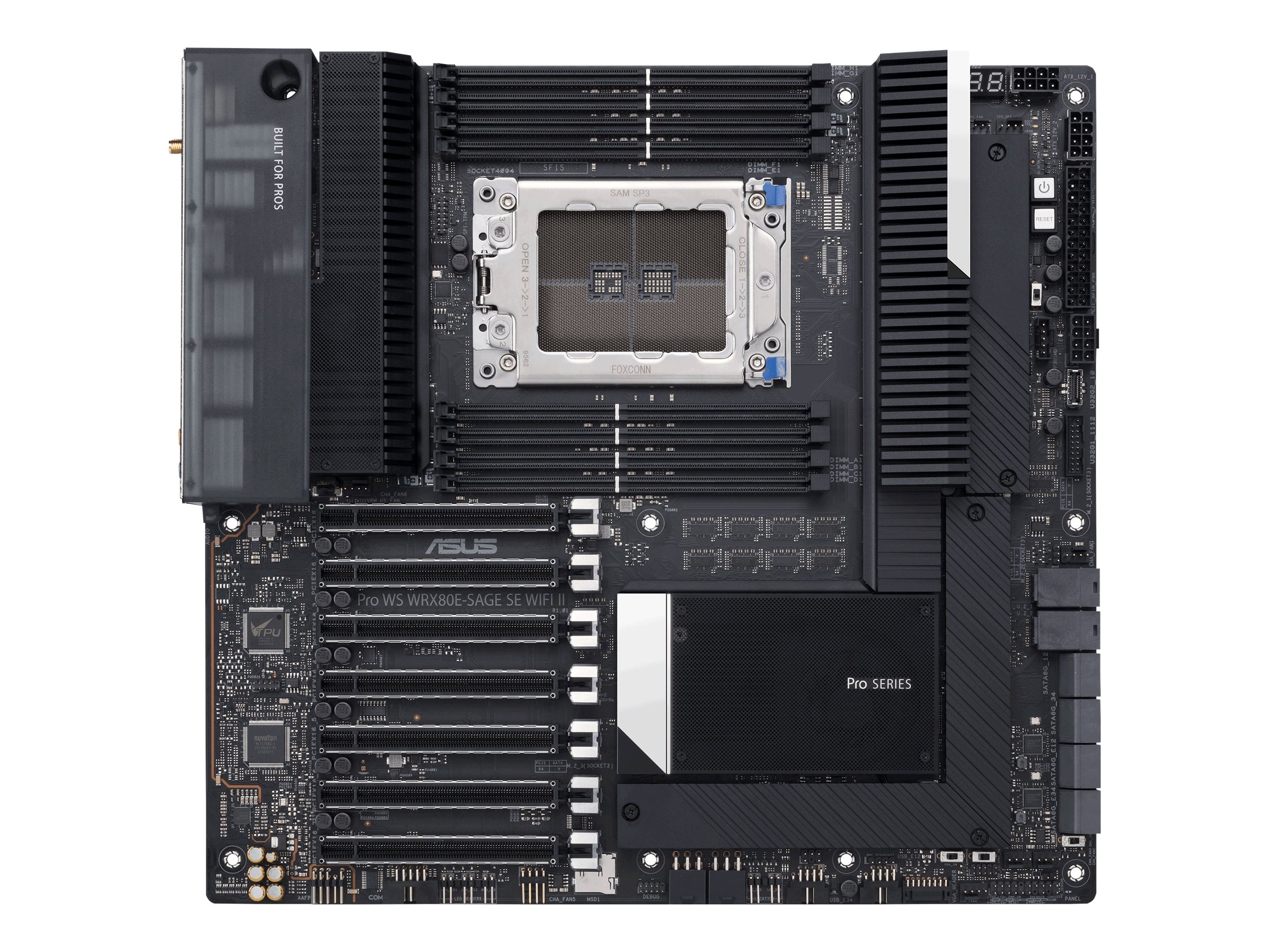 ASUS Pro WS WRX80E-SAGE SE WIFI II - Motherboard - E-ATX / SSI EEB - Socket sWRX8 - AMD WRX80 Chipsatz - USB-C 3.2 Gen 2x2, USB-C 3.2 Gen2, USB 3.2 Gen 2, USB 3.2 Gen 1 - 2 x 10 Gigabit LAN, Wi-Fi 6E, Bluetooth - HD Audio (8-Kanal)