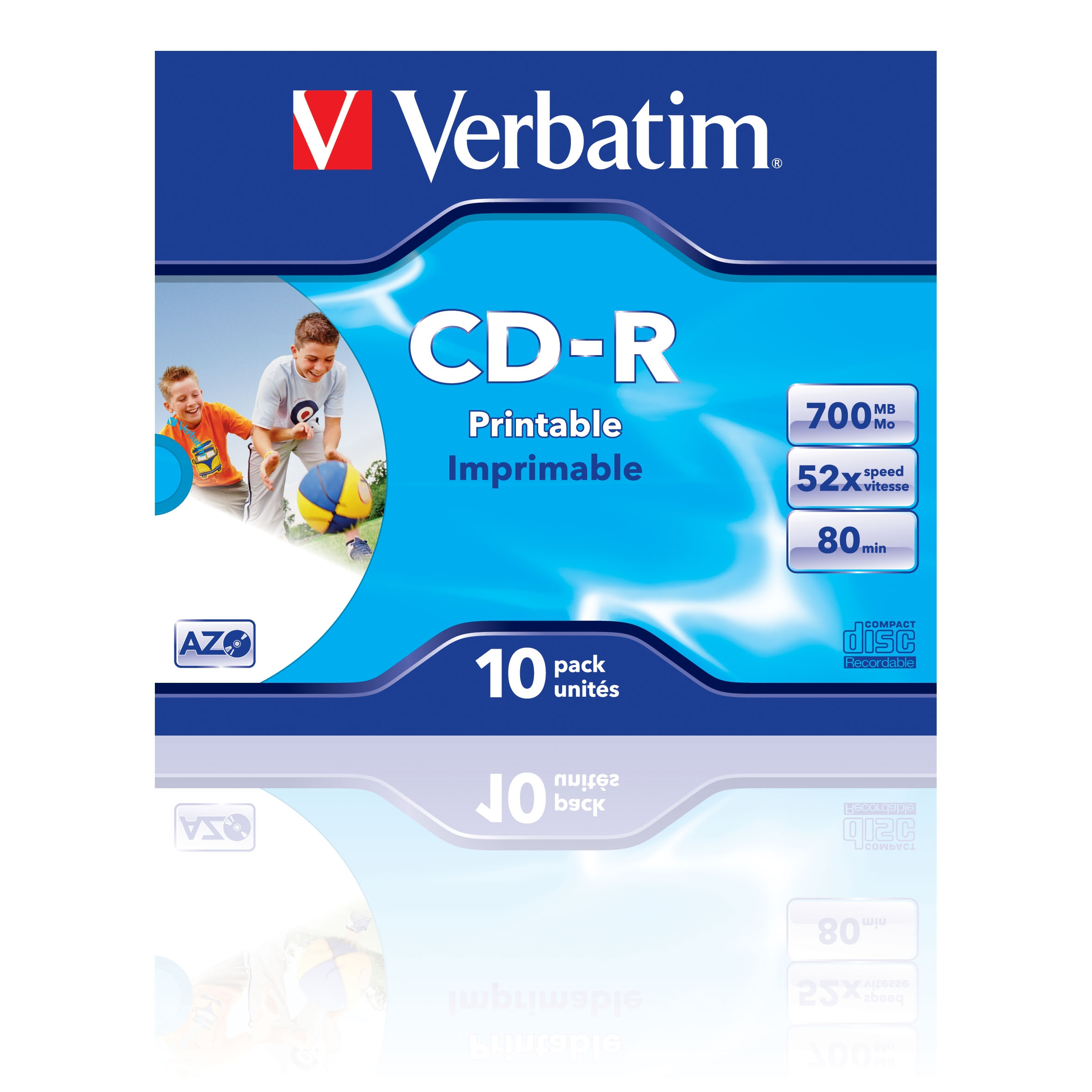 Verbatim 10 x CD-R - 700 MB (80 Min) 52x - mit Tintenstrahldrucker bedruckbare Oberfläche, Ansicht 2