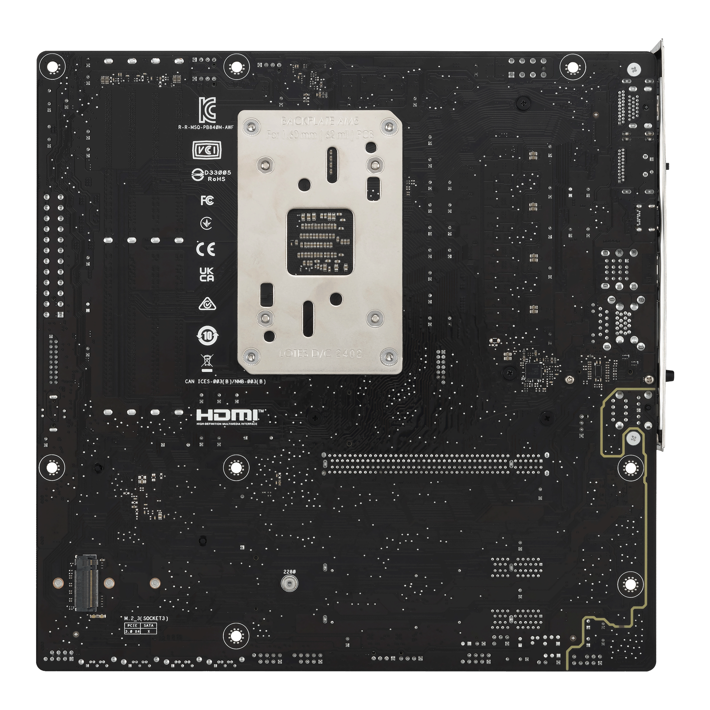 ASUS PRIME B840M-A WIFI - Motherboard - micro ATX - Socket AM5 - AMD B840 Chipsatz - Onboard-Grafik (CPU erforderlich), Ansicht 3