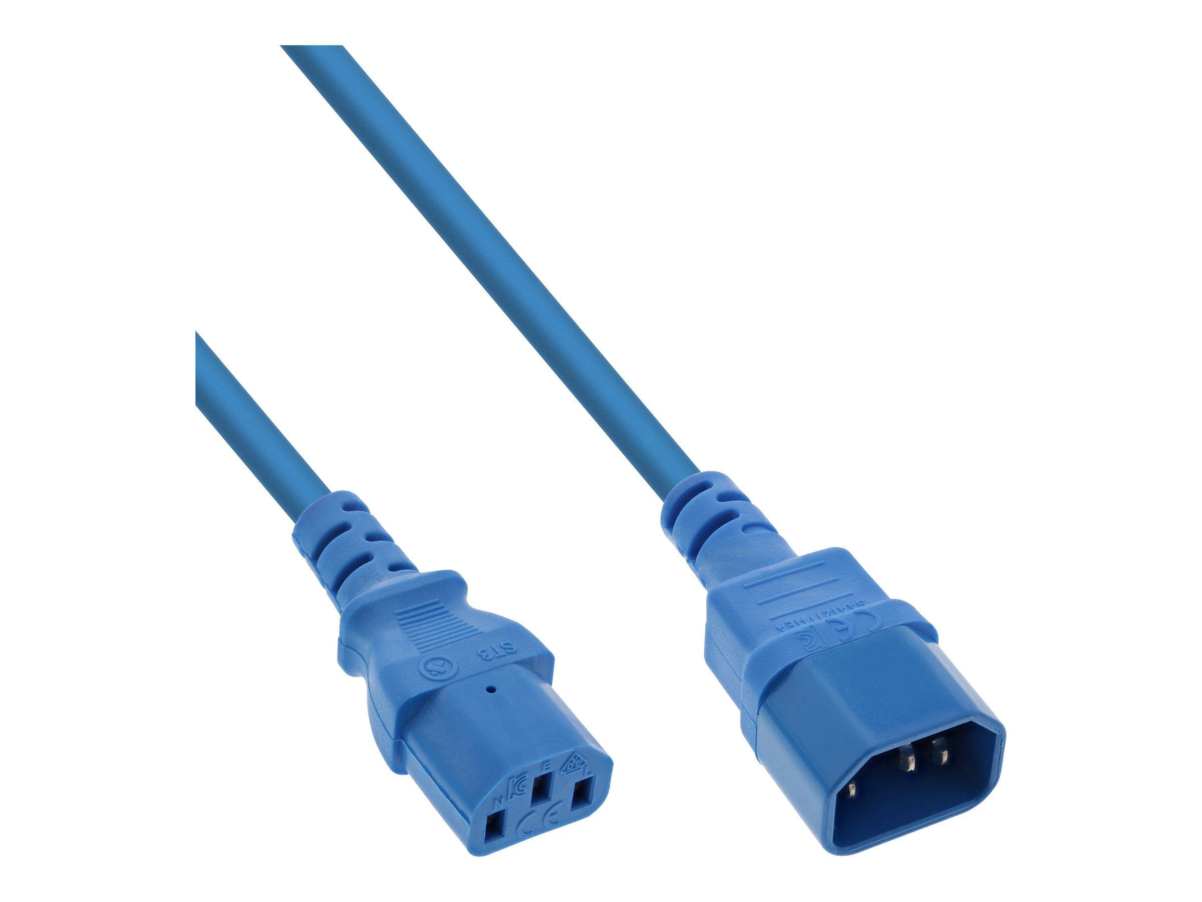 InLine Kaltgeräteverlängerung - C13 auf C14 - blau - 2m