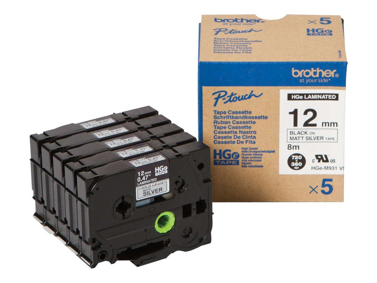 Brother HGE-M931V5 - Schwarz auf Silber - Rolle (1,2 cm x 8 m), Ansicht 4