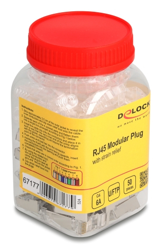 Delock RJ45 Modularer Stecker Cat.6A mit Knickschutztülle transparent 50er, Ansicht 4