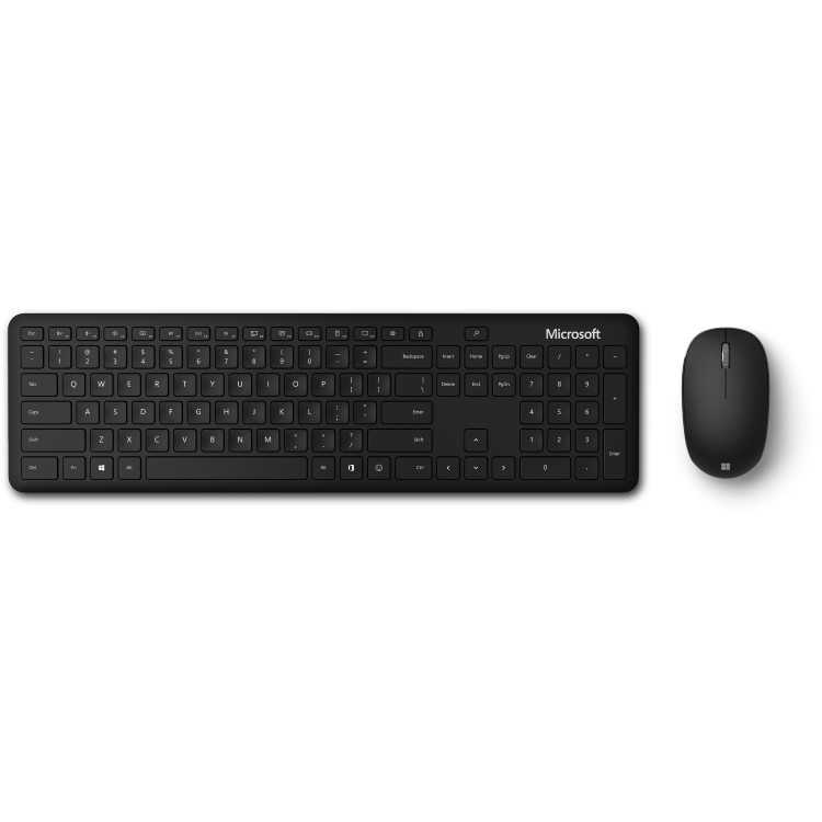 Microsoft Bluetooth Desktop, Volle Größe (100%), Kabellos, Bluetooth, Membran Key Switch, Schwarz, Maus enthalten