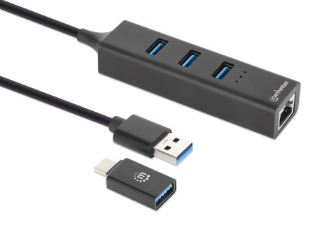 Manhattan Hub - 3 x USB 3.2 Gen 1 + 1 x 1 Gigabit Ethernet, Ansicht 3
