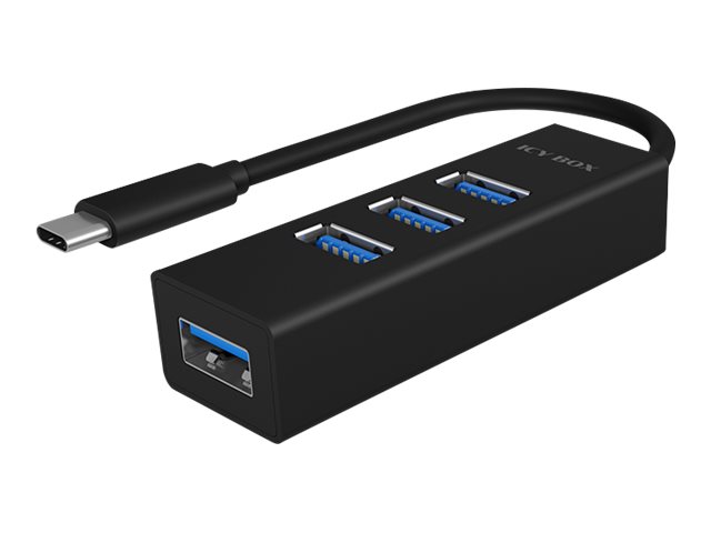 Vorschau: ICY BOX | Hub, USB 3.2 Gen 1 Type-C® to 4-Port USB 3.2 Gen 1 Type-A, Aluminium, 15 cm Kabel | black