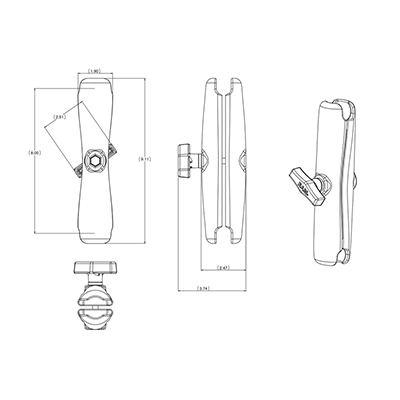 Ram Mounts RAM-201U-D - Schwarz - 231,7 mm - 743,9 g, Ansicht 4
