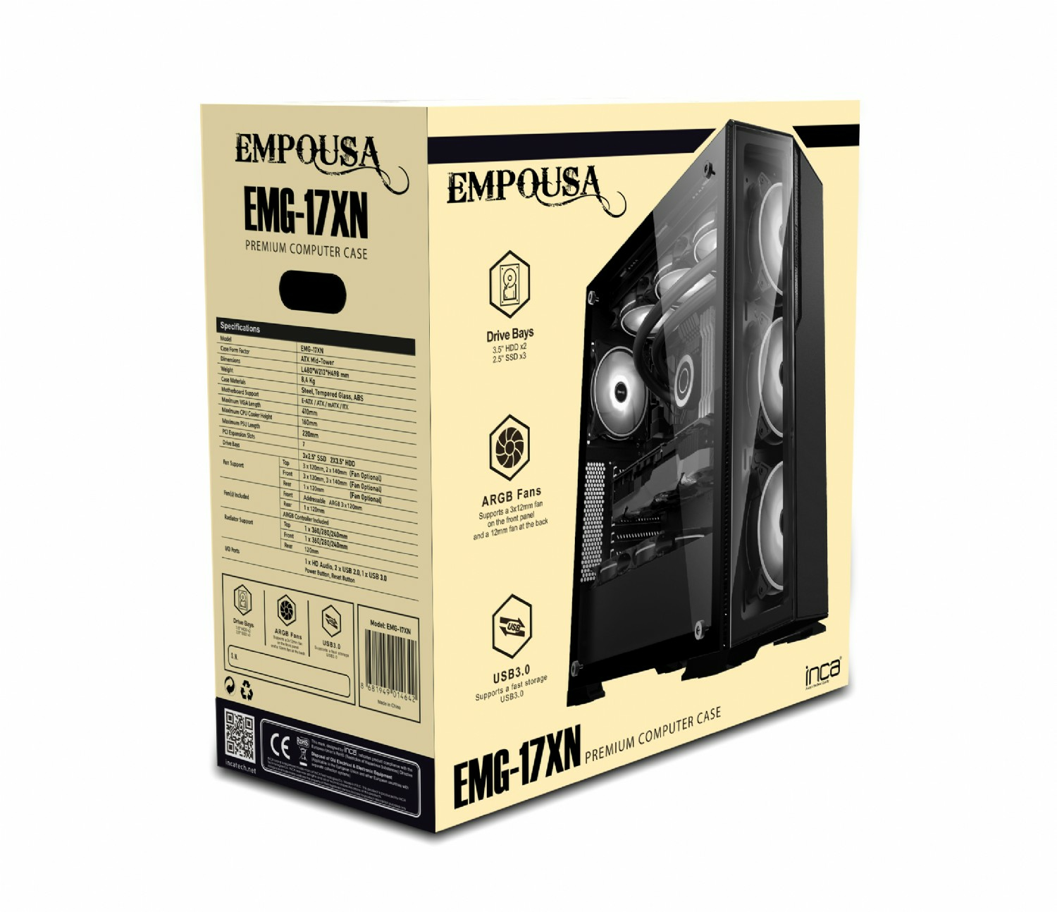 INCA Geh EMG-17XN - Midi/Minitower - ATX, Ansicht 2