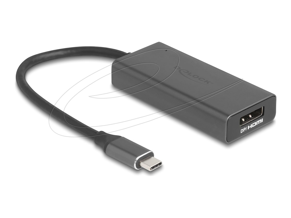 Delock Adapterkabel - 24 pin USB-C männlich zu HDMI, DisplayPort weiblich - Grau - 8K120Hz (7680 x 4320)