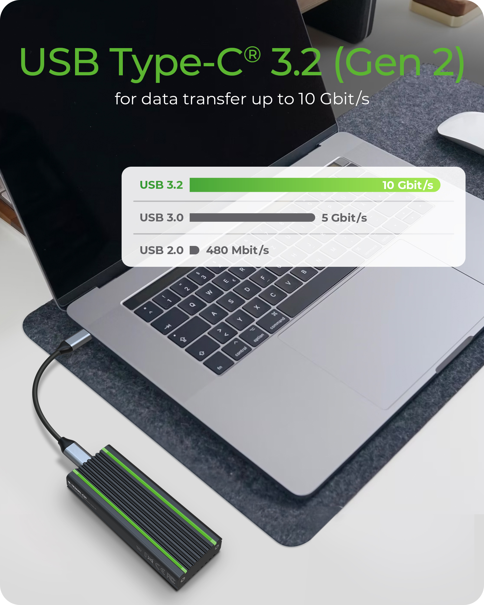 ICY BOX IB-1824ML-C31 - Speichergehäuse - M.2 - M.2 NVMe Card - USB 3.2 (Gen 2), Ansicht 2