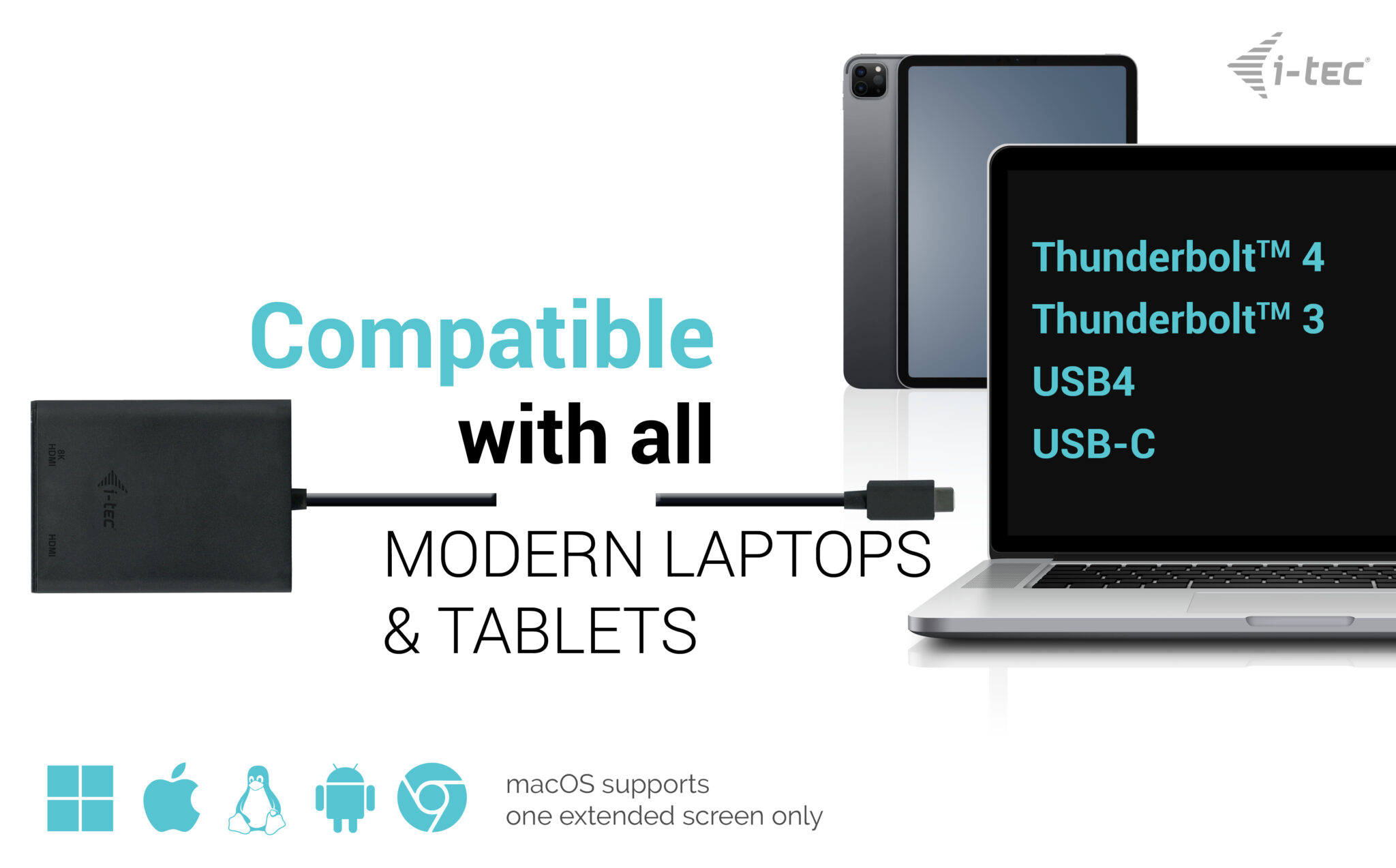 i-tec Dockingstation - für Tablet, Laptop - USB-C / USB4 / Thunderbolt 3 / Thunderbolt 4, Ansicht 3