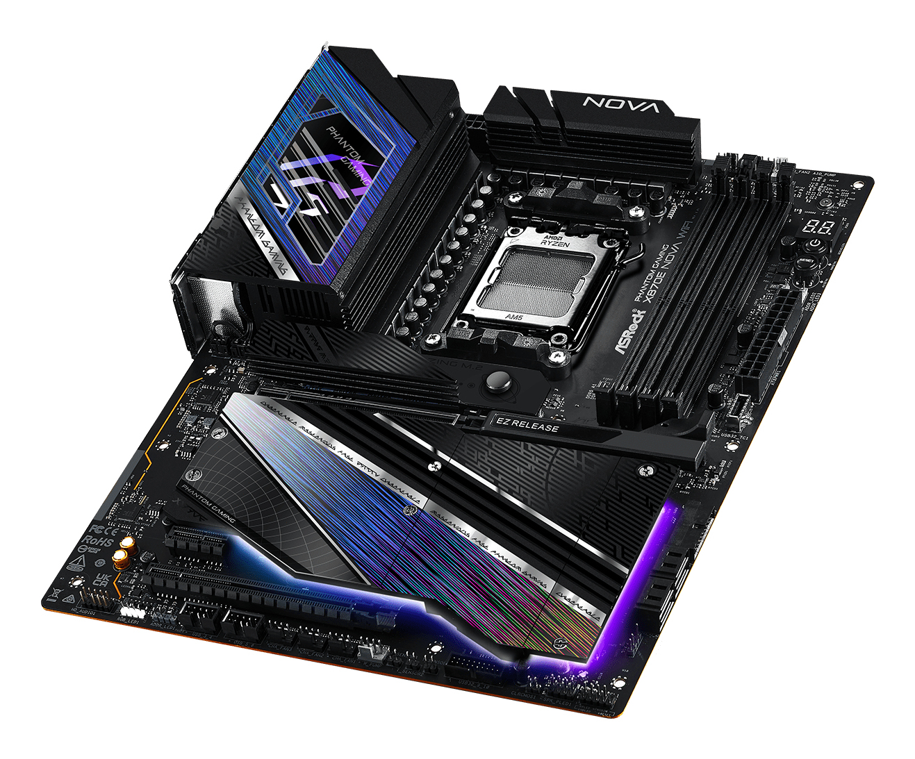 ASRock Phantom Gaming X870E NOVA WiFi - Motherboard - ATX - Socket AM5 - AMD X870E Chipsatz - USB4, USB 3.2 Gen 1, Ansicht 2