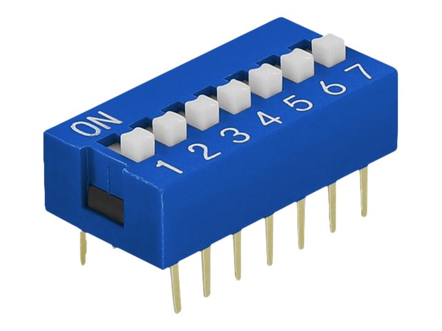 Delock DIP sliding switch 7-digit 2.54 mm pitch THT vertical - DIP-Schalter - Blau (Packung mit 5)