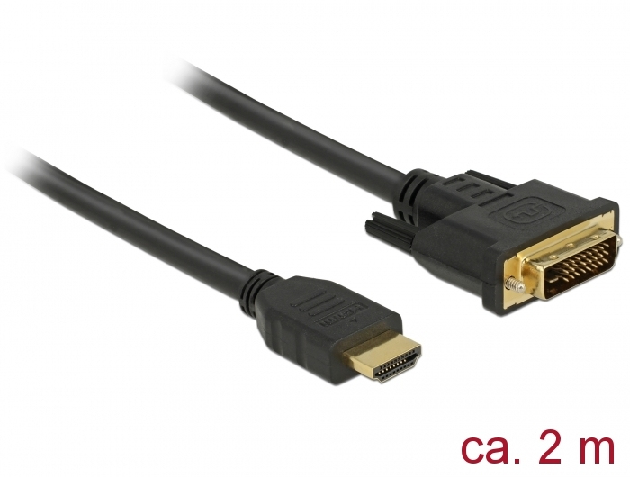 Delock 85654, 2 m, HDMI Typ A (Standard), DVI, Männlich, Männlich, Gerade