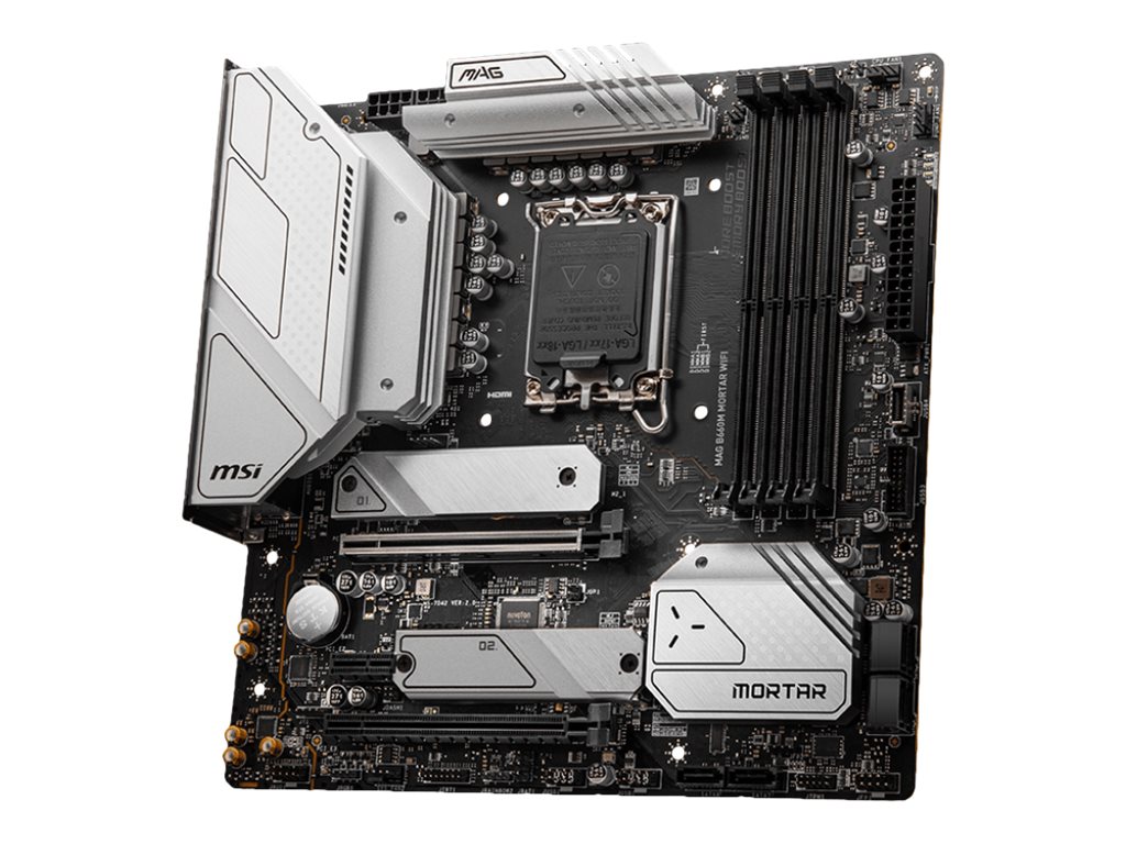 MSI MAG B660M MORTAR WIFI - Motherboard - micro ATX - LGA1700-Sockel - B660 Chipsatz - USB-C Gen2 USB 3.2 Gen 1 USB 3.2 Gen 2 USB-C Gen 2x2 - 2.5 Gigabit LAN Wi-Fi 6 Bluetooth - Onboard-Grafik (CPU erforderlich)