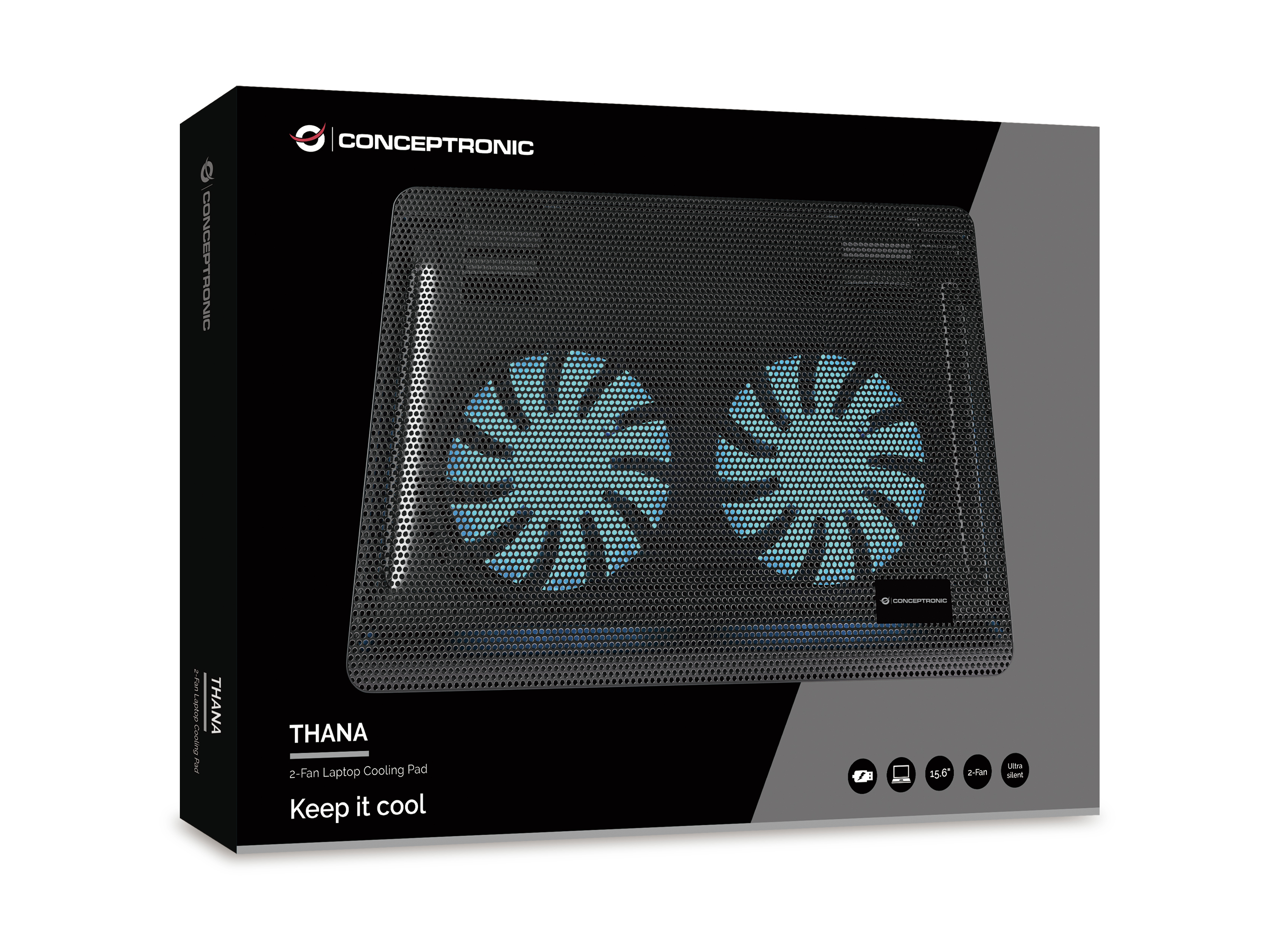 Conceptronic 2-Fan Cooling Pad 15.6 1000RPM max.3kg sw, Ansicht 4