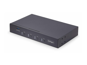 StarTech.com 4-Port KM Switch with Mouse Roaming USB Switch for KeyboardMouse 3.5mm and USB Audio Peripheral Sharing for 4 Computers USB 3.0 Switcher TAA Compliant - HotkeyPushbutton Switching (P4A20132-KM-SWITCH)