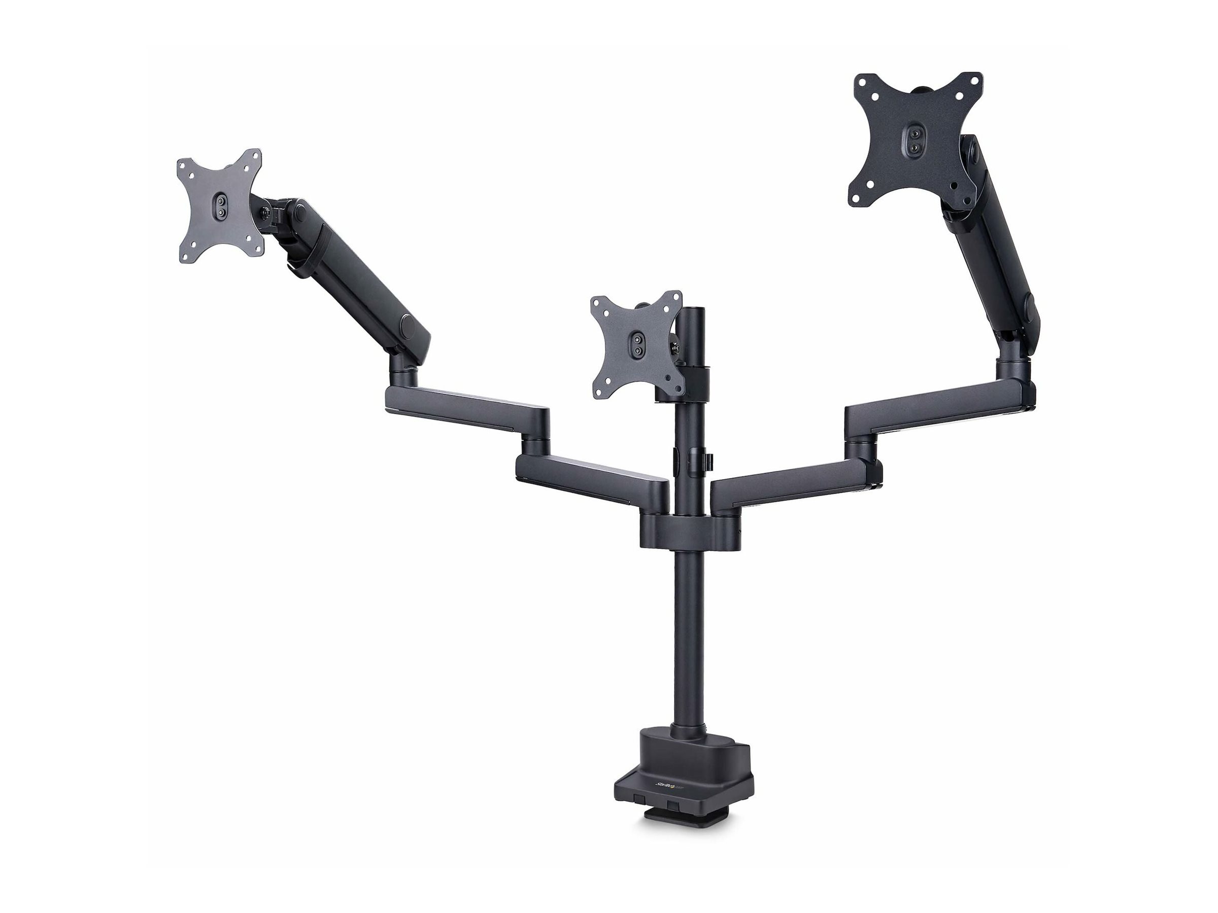 StarTech.com Triple Monitor Desk Mount For Up To Three 27in Screens, VESA 75x75/100x100, Tool-Less Arm Adjustments, C-Clamp/Grommet Mount, Spring-Assisted Arms - Befestigungskit - einstellbarer Arm - für 3 LCD-Anzeigen - Aluminium, Stahl, Kunststoff - Sch