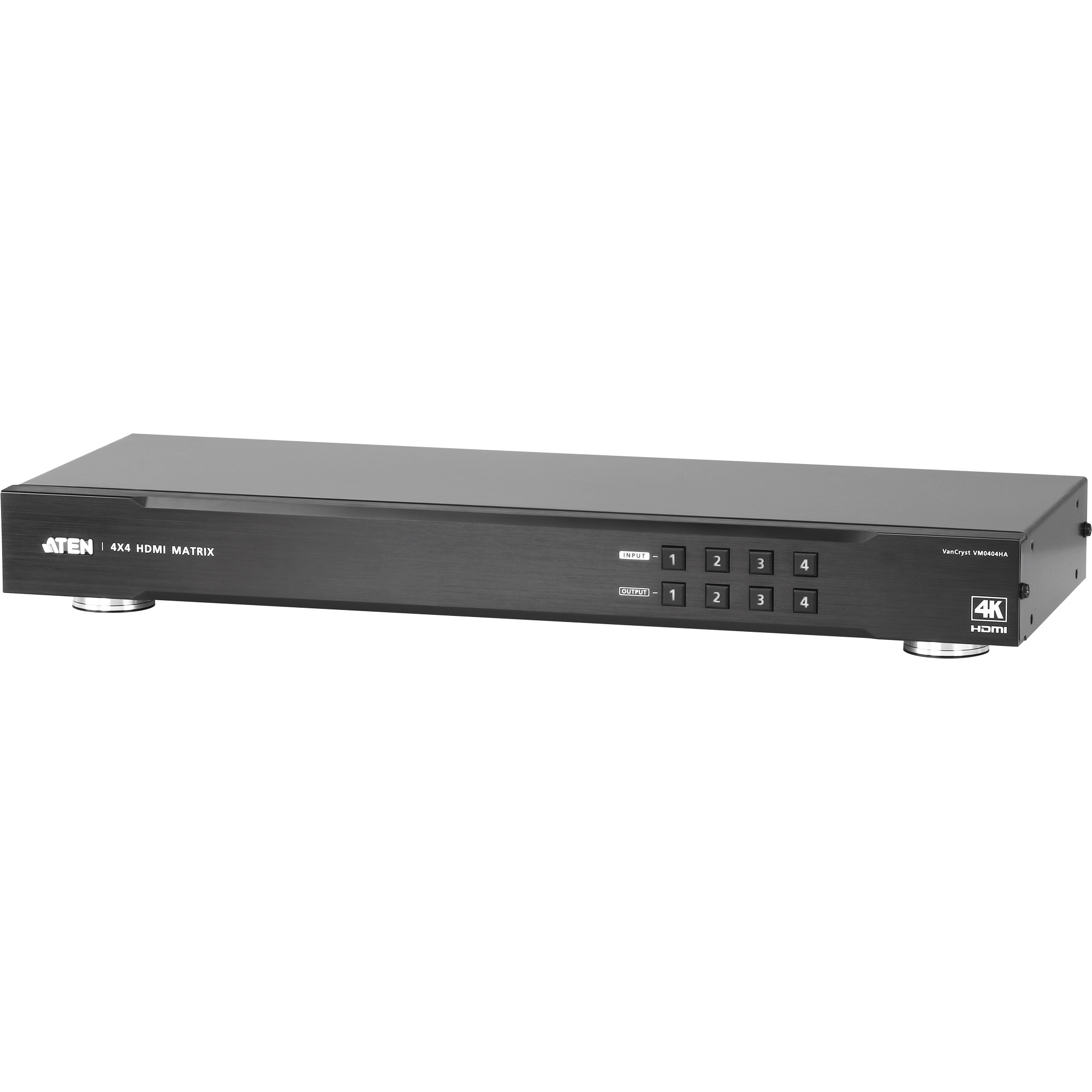 ATEN 4x4 4K HDMI Matrix Switch - AV-Matrix-Umschalter - 10,2 Gbit/s - 340 MHz - 4096 x 2160 Pixel - Schwarz - Metall