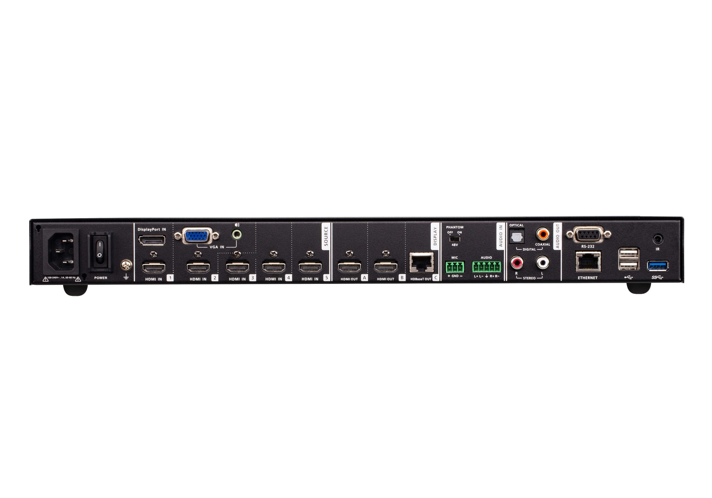 ATEN VP2730 7 x 3 Seamless Presentation Matrix Switch with Scaler, Streaming, Audio Mixer, and HDBaseT, Ansicht 2