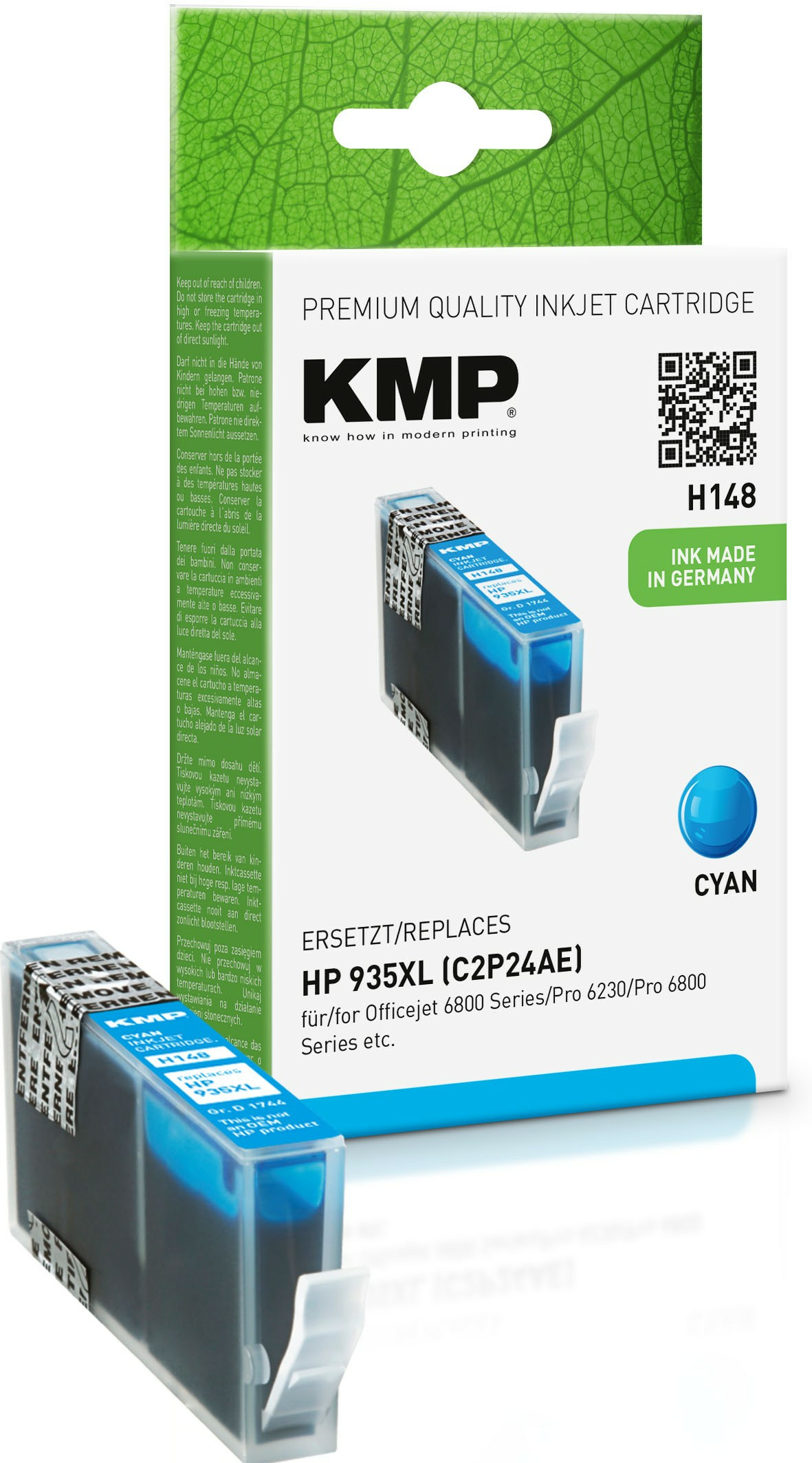 KMP H148 - 15 ml - Hohe Ergiebigkeit - Cyan - kompatibel - Tintenpatrone (Alternative zu: HP 935XL), Ansicht 3