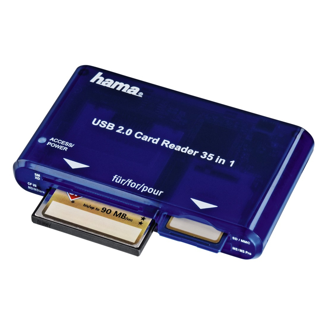 Hama USB 2.0 30 in 1 CardReaderWriter - Kartenleser - 35-in-1 (CF I, CF II, MS, MS PRO, Microdrive, MMC, SD, MS Duo...), Ansicht 3
