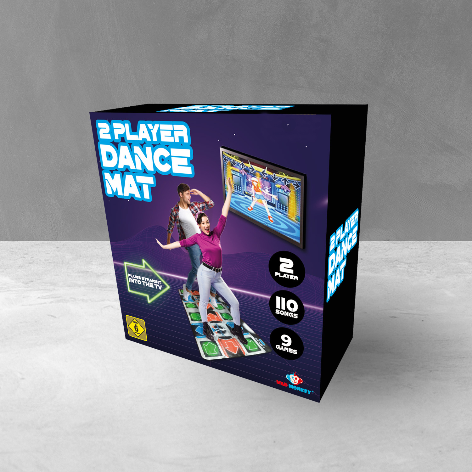 Mad Monkey Retro Dance Matte f. 2 Spieler 110 Songs 9 Bühnen, Ansicht 2