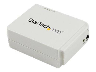 StarTech.com 1 Port USB WLAN 802.11 b/g/n Printserver mit 10/100 Mb/s Ethernet Anschluss - Wireless-N Druckerserver / Print Server - Druckserver - USB 2.0 - 10/100 Ethernet x 1 - weiß