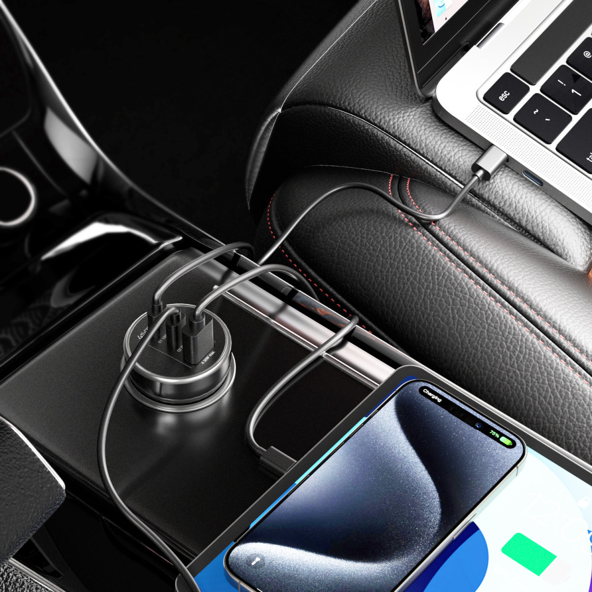 4smarts VoltRoad Ultimate - Auto-Netzteil - 160 Watt - 18 A - 3 Ausgabeanschlussstellen (USB, 2 x USB-C), Ansicht 3
