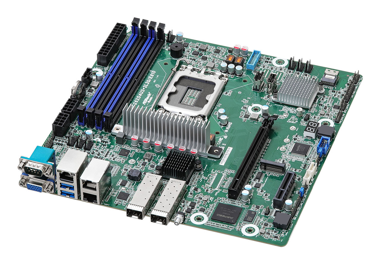 ASRock Mainboard EC262D4U2-2L2Q/E810 micro-ATX Sockel 1700 DDR5-only Single - Mainboard - Intel Sockel 1700 (Core i), Ansicht 2