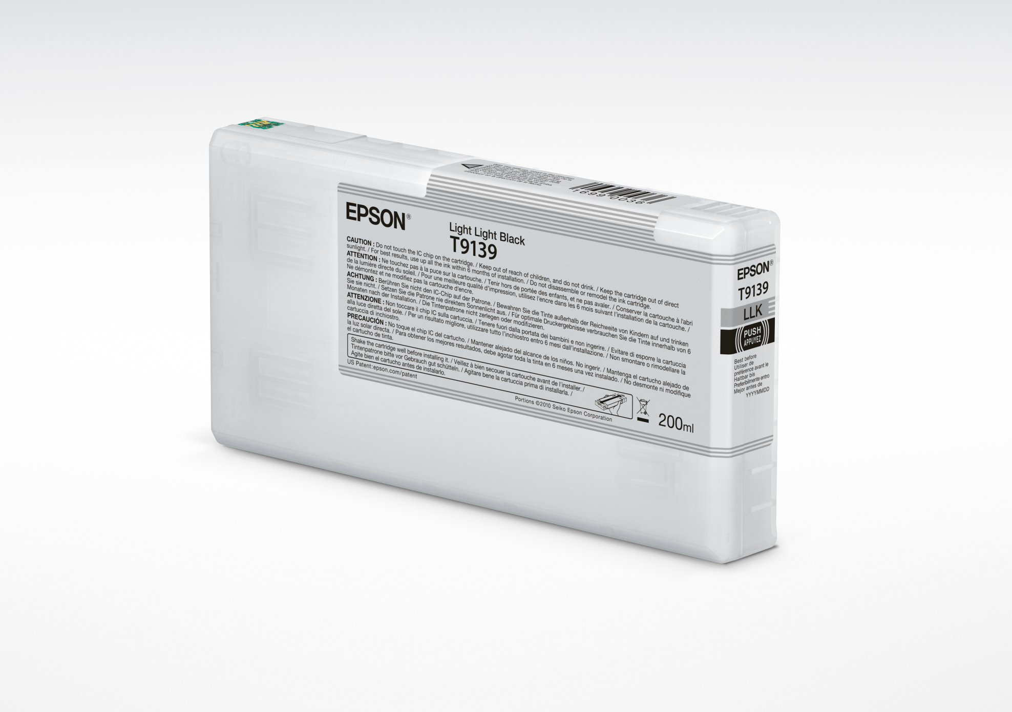 Epson T9139 Light Light Black Ink Cartridge (200ml), Standardertrag, Tinte auf Pigmentbasis, 200 ml, 1 Stück(e)